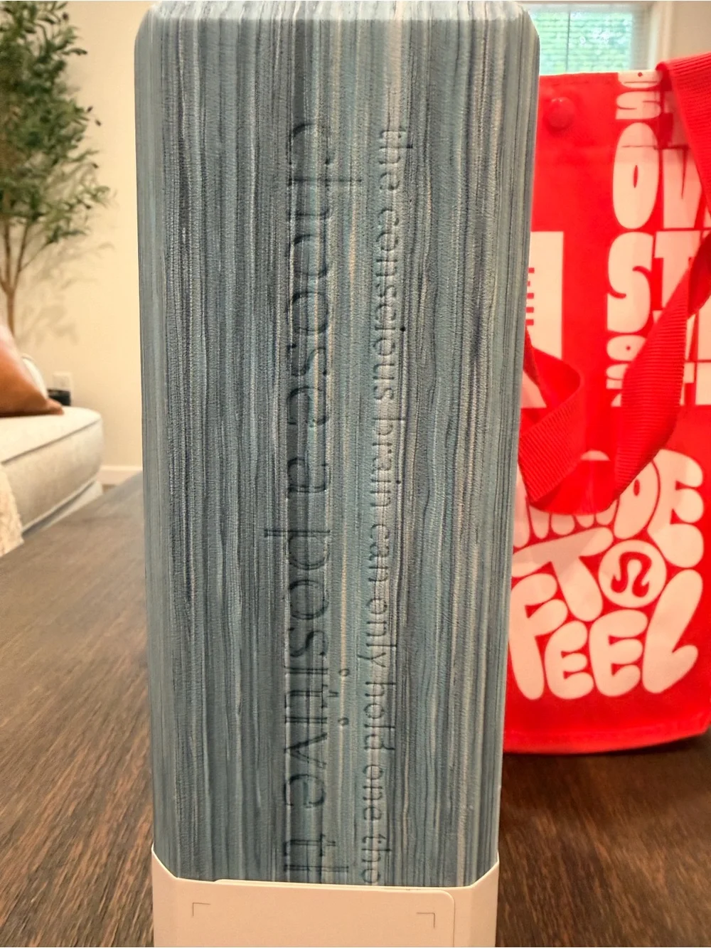 lululemon athletica Lift and Lengthen Yoga Block - Marble Blue with Red tote bag